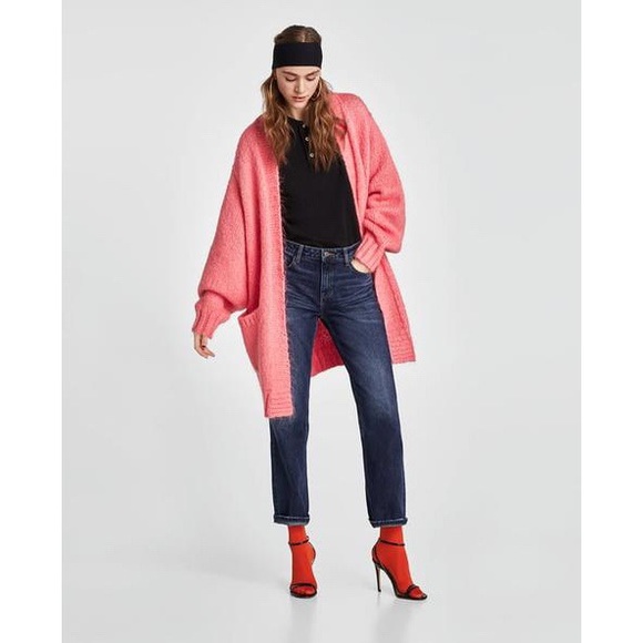 Zara Sweaters - ZARA Knit Pink Oversized Cardigan Sweater